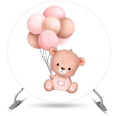 Lofaris Round Balloons White Teddy Bear Baby Shower Backdrop